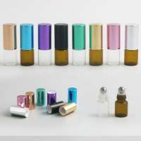 Clear Amber 2ml roll on cosmetic bottle refillable perfume bottle