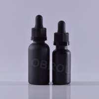 Hot sales Round glass frosted black Essential oil bottle 30ml with aluminum dropper cap